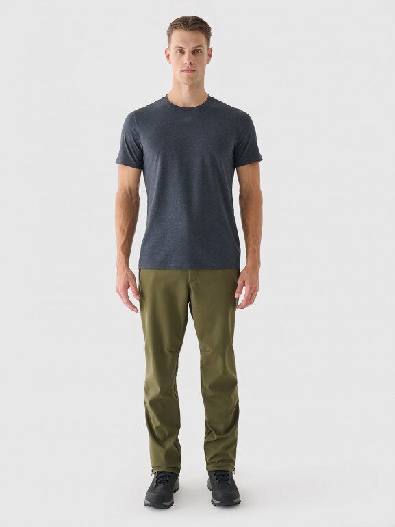 Męskie spodnie softshellowe 4F 4FRAW24TFTRM1006 - oliwkowe/khaki