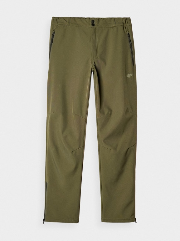 Męskie spodnie softshellowe 4F 4FRAW24TFTRM1006 - oliwkowe/khaki