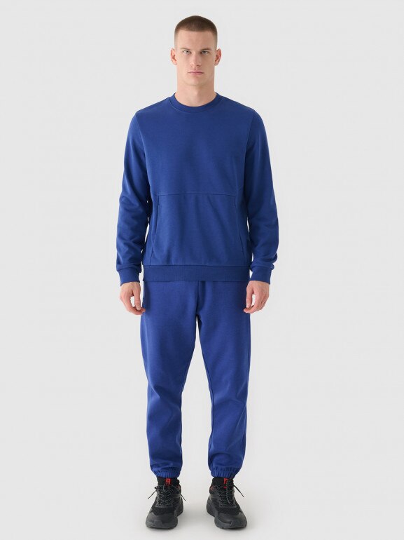 Męska bluza dresowa nierozpinana bez kaptura 4F 4FRAW24TSWSM2051 - niebieska 