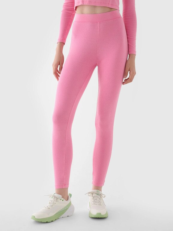 Damskie legginsy basic 4F 4FRAW24TTIGF250 - różowe