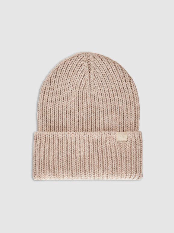 Damska czapka zimowa 4F 4FRAW25ACAPF0801 - beżowa