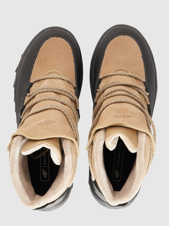 Damskie buty zimowe śniegowce SNOWDROP 4F 4FRAW25FSBSF042 - beżowe