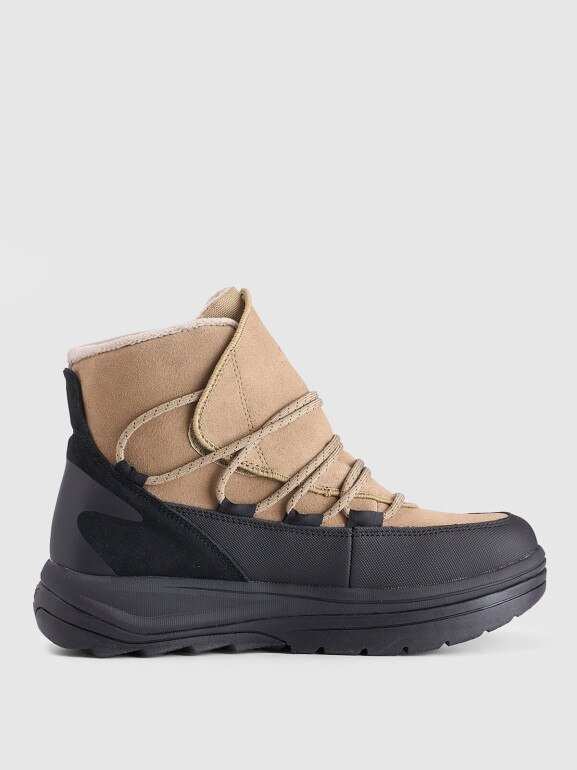 Damskie buty zimowe śniegowce SNOWDROP 4F 4FRAW25FSBSF042 - beżowe