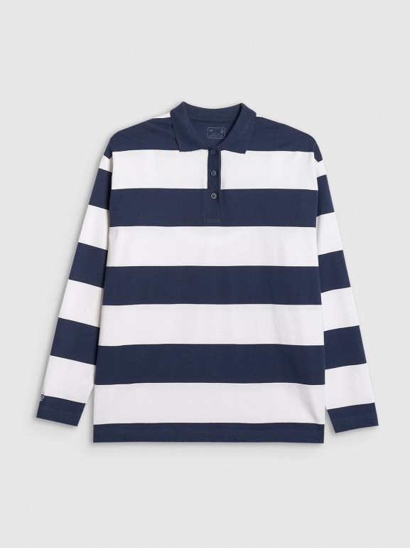 Damski longsleeve w paski 4F 4FRAW25TLONF604 - granatowy