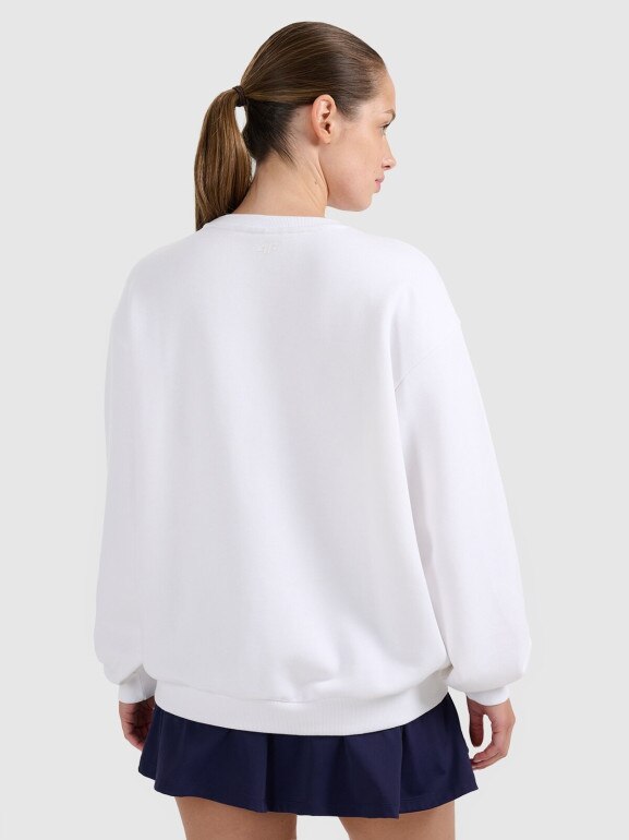 Damska bluza nierozpinana bez kaptura 4F 4FRAW25TSWSF2461 - biała