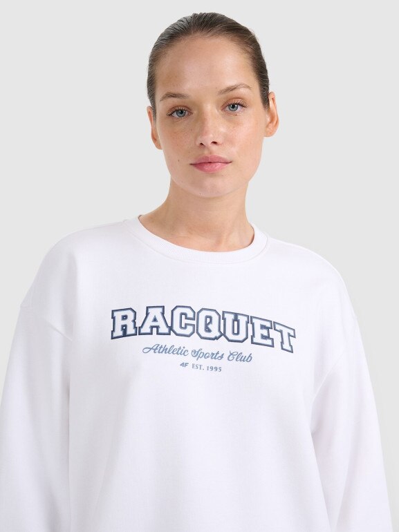 Damska bluza nierozpinana bez kaptura 4F 4FRAW25TSWSF2461 - biała