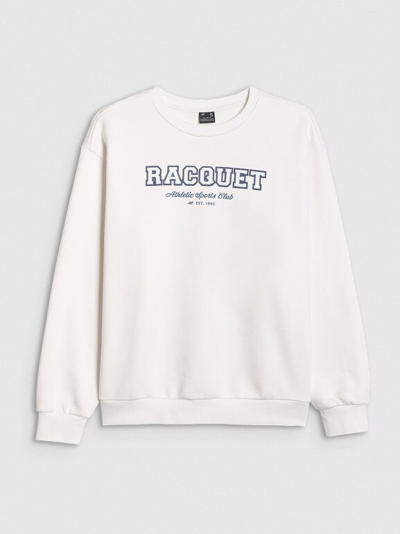 Damska bluza nierozpinana bez kaptura 4F 4FRAW25TSWSF2461 - biała