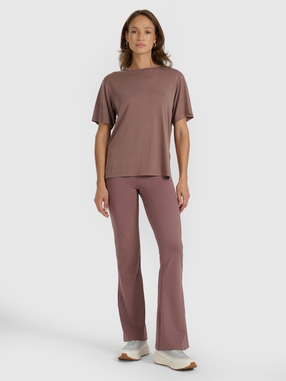 Damskie legginsy 4F 4FRAW25TTIGF290 - brązowe
