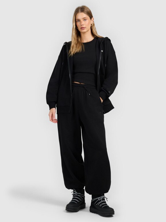 Damskie spodnie dresowe joggery 4F 4FRAW25TTROF1706 - czarne