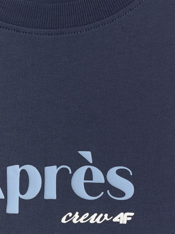 Damski t-shirt z nadrukiem 4F 4FRAW25TTSHF3410 - granatowy