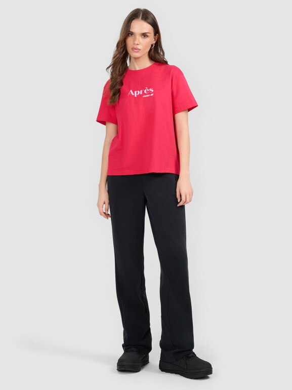 Damski t-shirt z nadrukiem 4F 4FRAW25TTSHF3410 - różowy