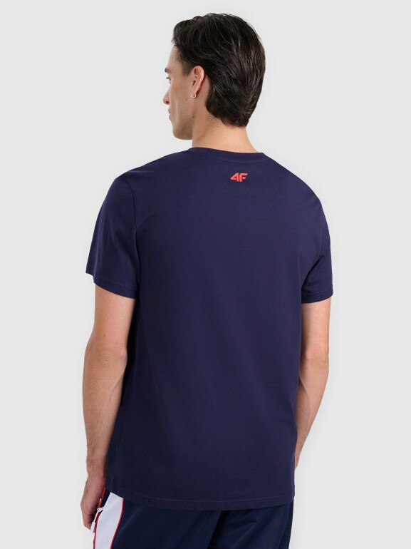 Męsksi t-shirt z nadrukiem 4F 4FRAW25TTSHM3225 - granatowy