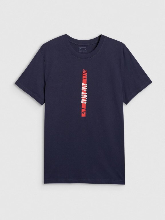Męsksi t-shirt z nadrukiem 4F 4FRAW25TTSHM3225 - granatowy