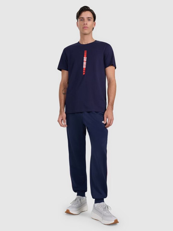 Męsksi t-shirt z nadrukiem 4F 4FRAW25TTSHM3225 - granatowy