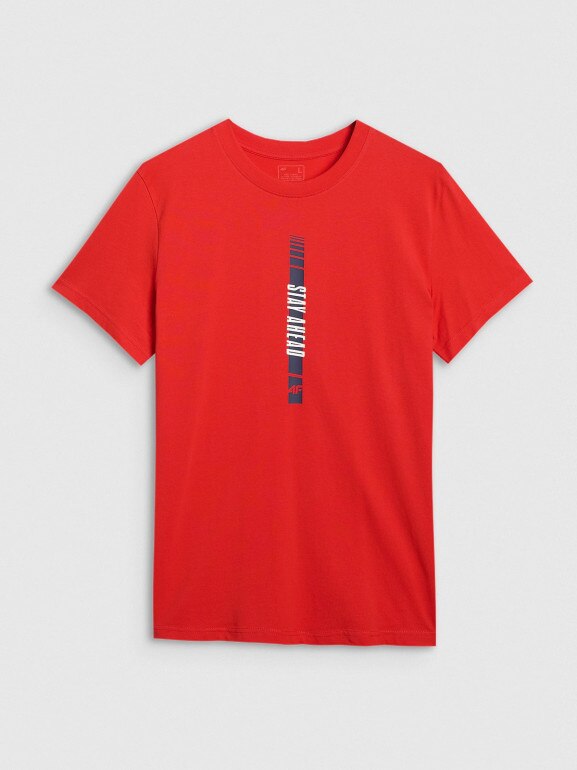 Męsksi t-shirt z nadrukiem 4F 4FRAW25TTSHM3225 - czerwony