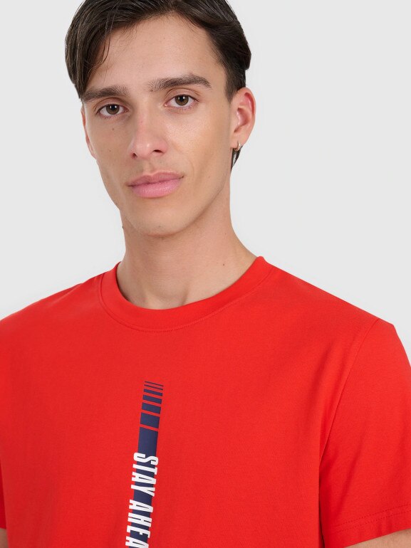 Męsksi t-shirt z nadrukiem 4F 4FRAW25TTSHM3225 - czerwony