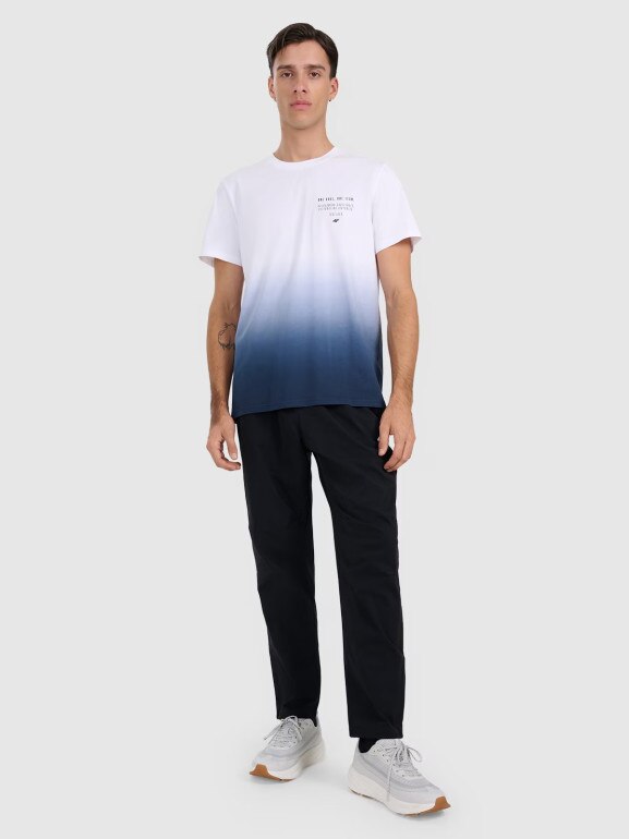 Męski t-shirt z nadrukiem 4F 4FRAW25TTSHM3226 - granatowy
