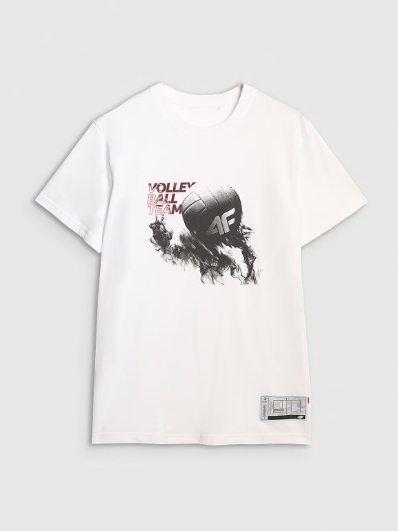 Męski t-shirt z nadrukiem 4F 4FRAW25TTSHM3235 - biały