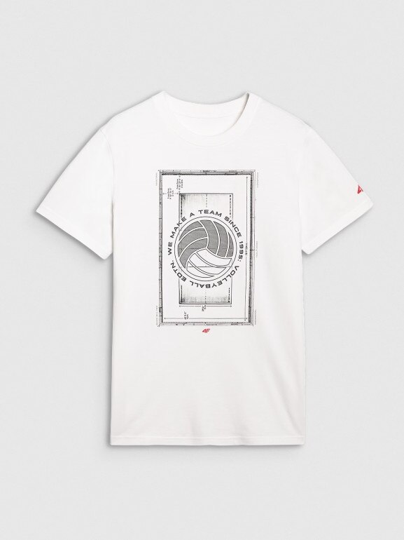 Męski t-shirt z nadrukiem 4F 4FRAW25TTSHM3236 - biały