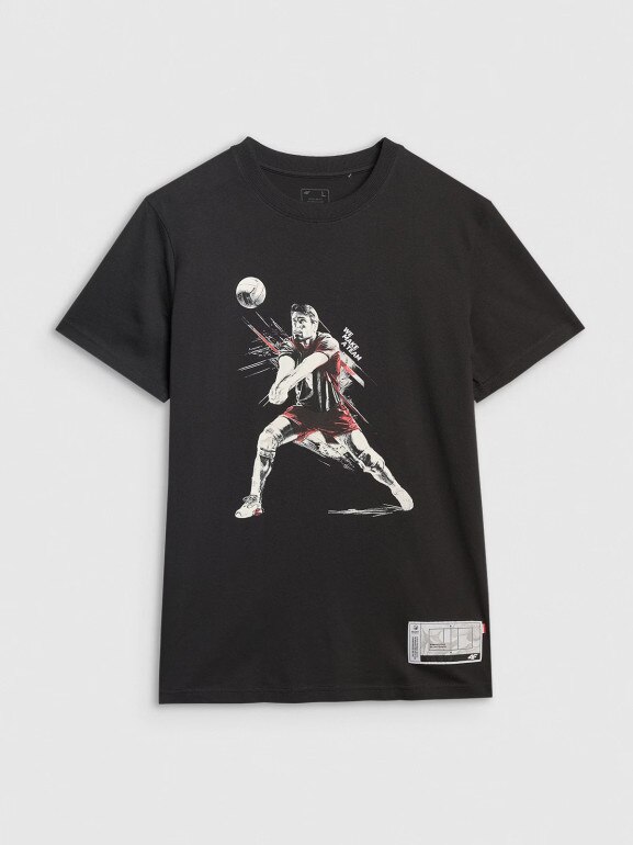 Męski t-shirt z nadrukiem 4F 4FRAW25TTSHM3237 - czarny