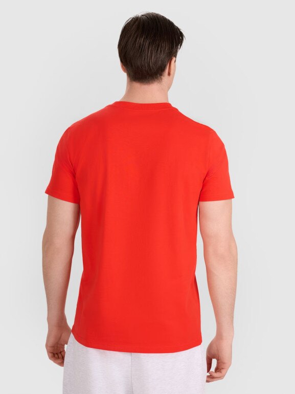 Męski t-shirt z nadrukiem 4F 4FRAW25TTSHM3298 - czerwony