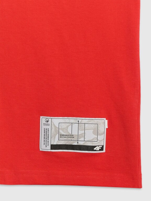 Męski t-shirt z nadrukiem 4F 4FRAW25TTSHM3298 - czerwony