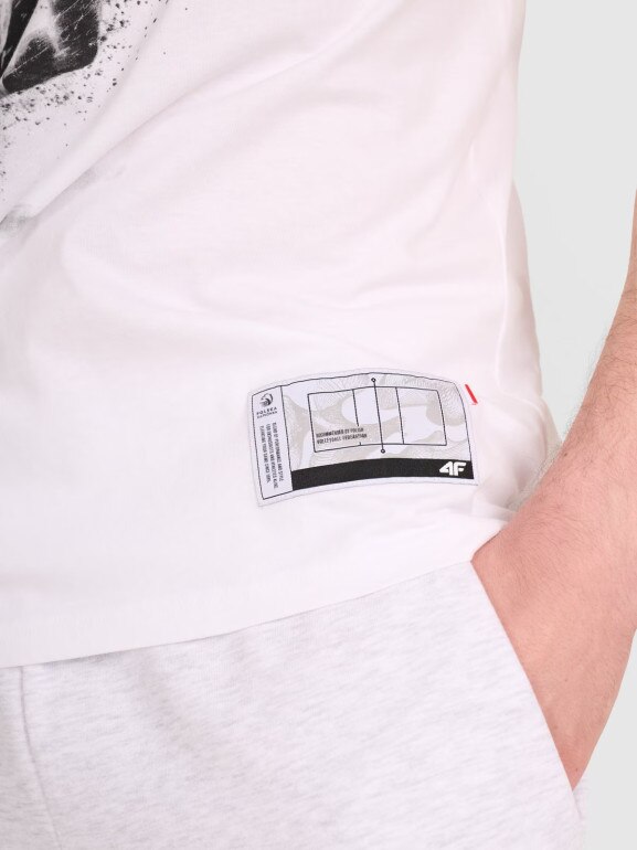 Męski t-shirt z nadrukiem 4F 4FRAW25TTSHM3318 - biały