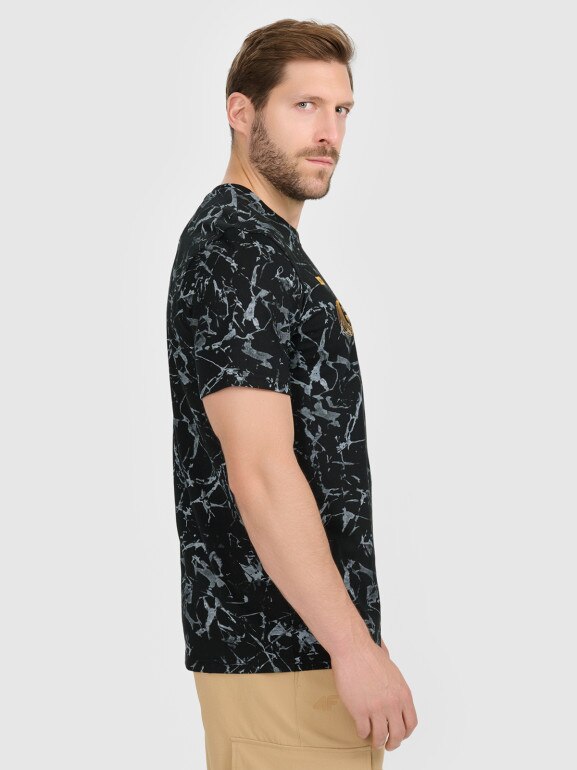 Męski t-shirt z nadrukiem 4F 4FRAW25TTSHM3379 - czarny