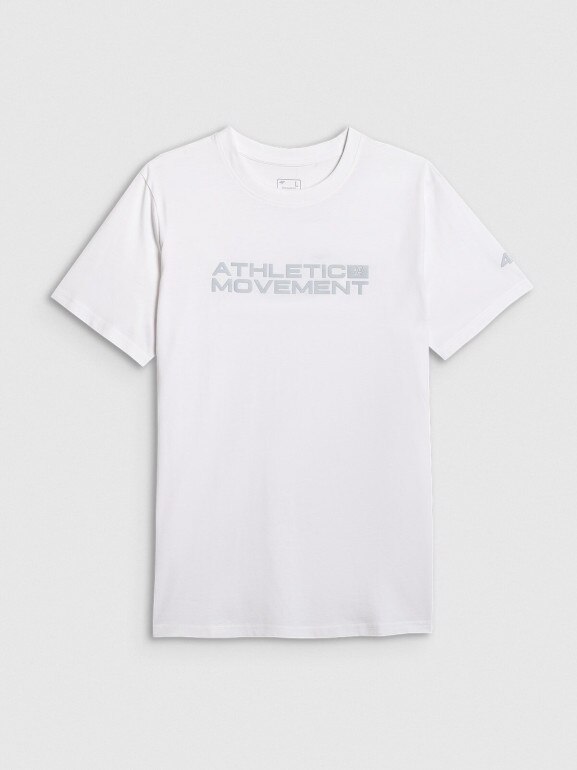 Męski t-shirt z nadrukiem 4F 4FRAW25TTSHM3384 - biały