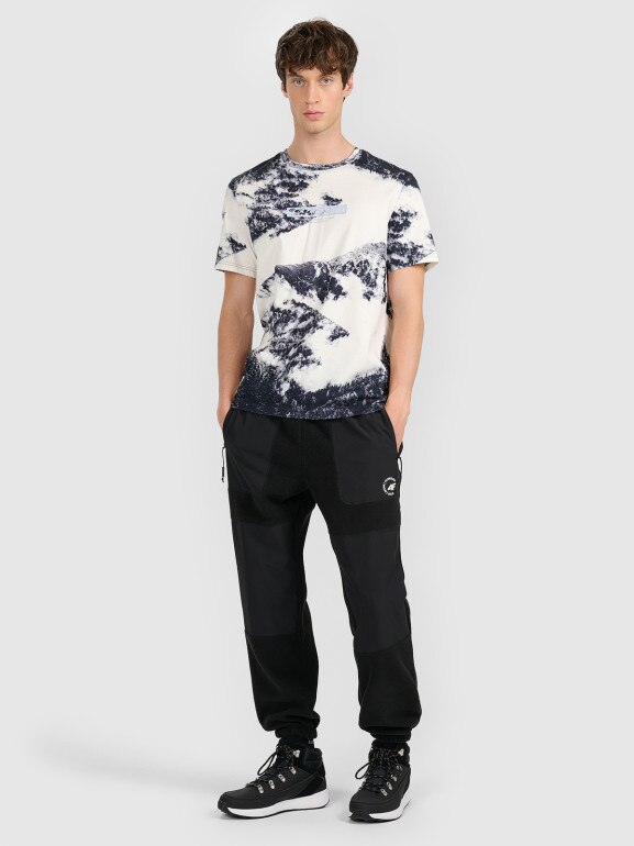 Męski t-shirt z nadrukiem 4F 4FRAW25TTSHM3417 - czarny