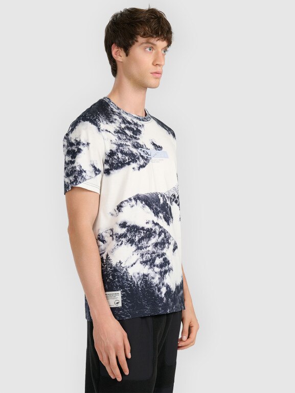 Męski t-shirt z nadrukiem 4F 4FRAW25TTSHM3417 - czarny