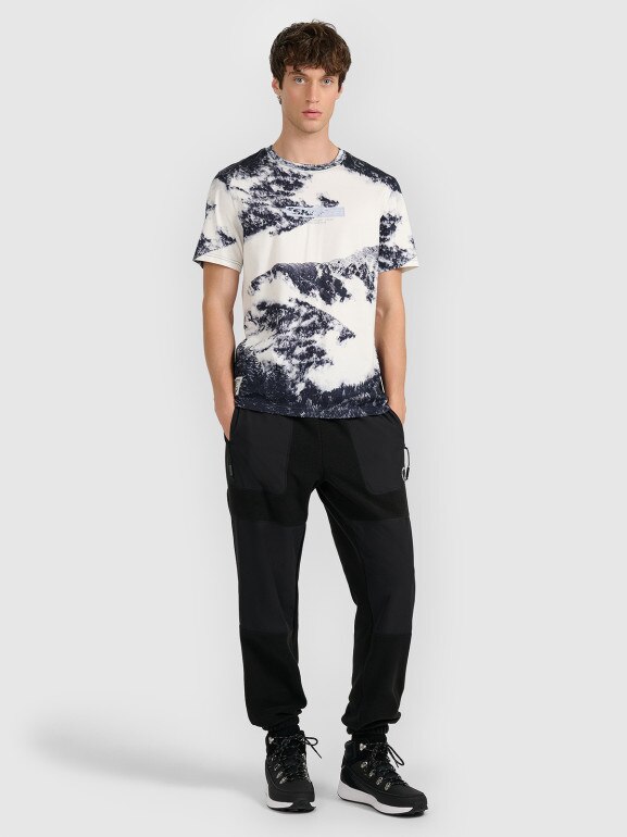 Męski t-shirt z nadrukiem 4F 4FRAW25TTSHM3417 - czarny