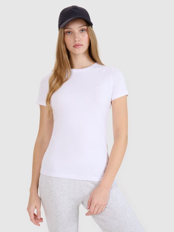 Damski t-shirt bez nadruku (2-pack) 4F 4FRMM00TTSHF2709 - biały