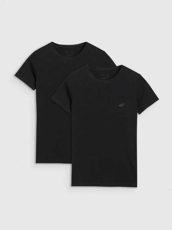 Damski t-shirt bez nadruku (2-pack) 4F 4FRMM00TTSHF2709 - czarny