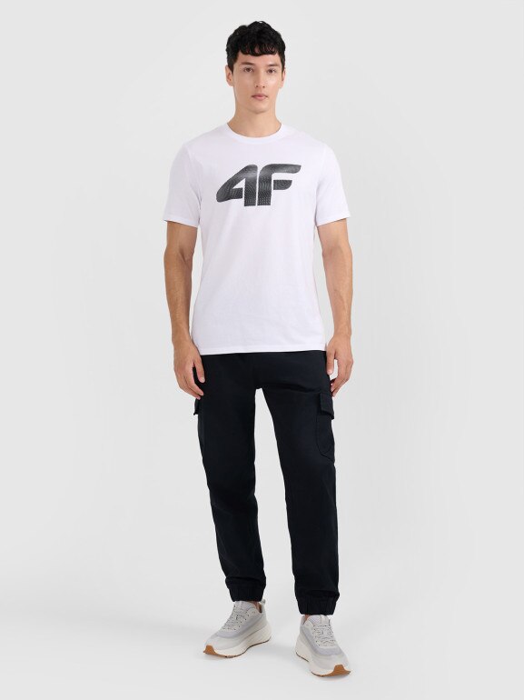 Męski t-shirt z nadrukiem 4F 4FRMM00TTSHM3251 - biały