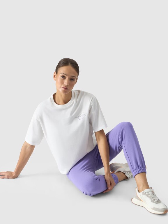 Damski t-shirt z nadrukiem 4F 4FRSS24TTSHF2089 - biały