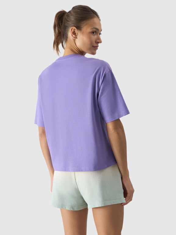 Damski t-shirt z nadrukiem 4F 4FRSS24TTSHF2089 - fioletowy