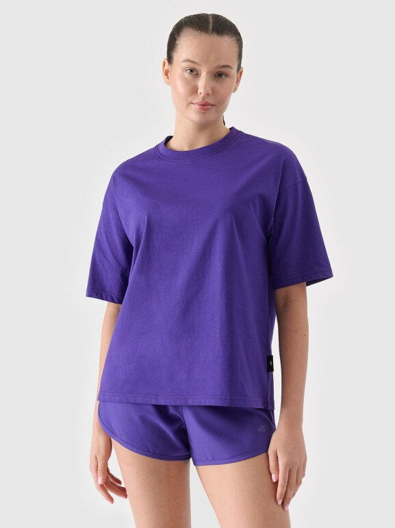 Damski t-shirt oversize 4F 4FRSS24TTSHF2545 - fioletowy