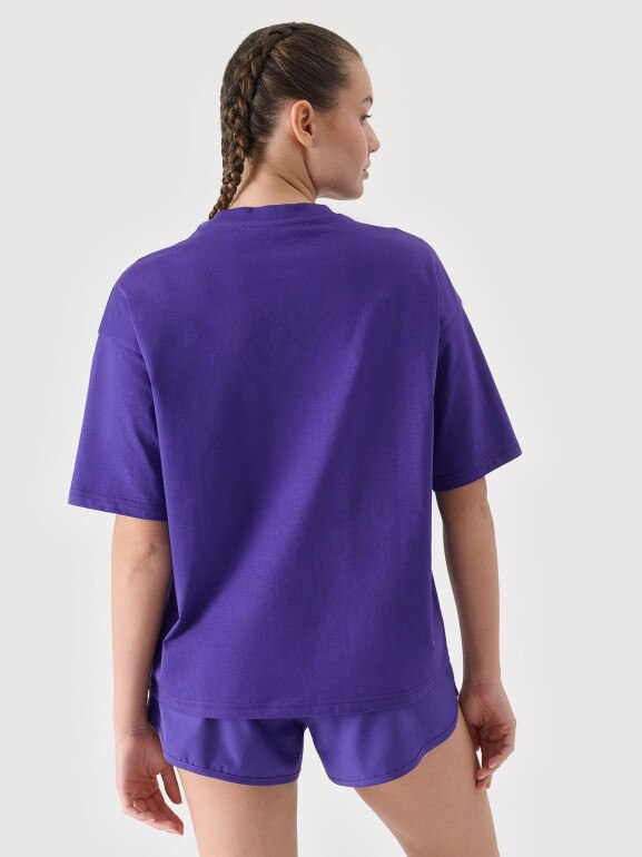 Damski t-shirt oversize 4F 4FRSS24TTSHF2545 - fioletowy