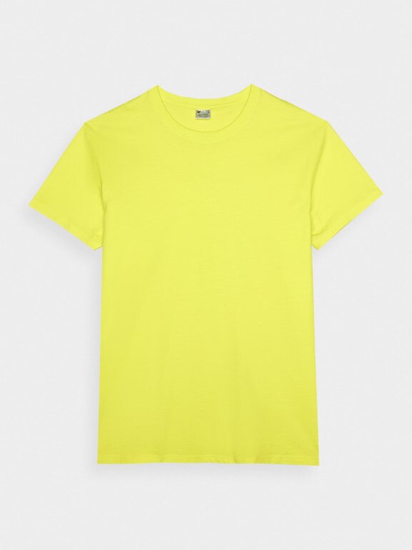 Męski t-shirt z nadrukiem 4F 4FRSS24TTSHM2473 - żółty