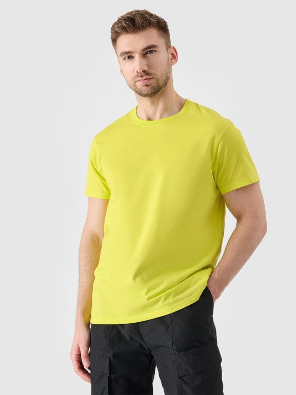 Męski t-shirt z nadrukiem 4F 4FRSS24TTSHM2473 - żółty