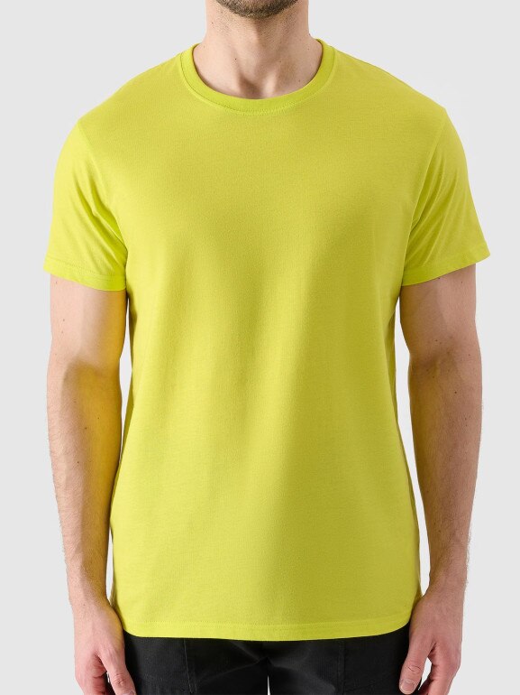 Męski t-shirt z nadrukiem 4F 4FRSS24TTSHM2473 - żółty