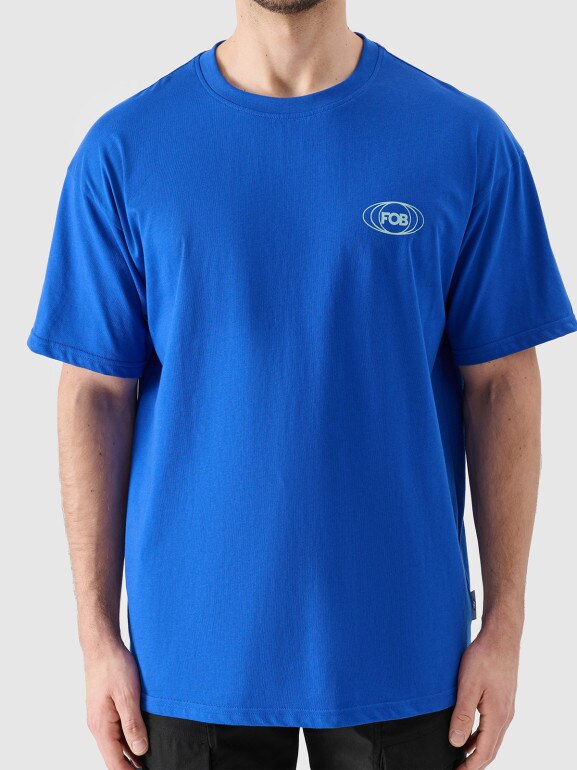 Męski t-shirt z nadrukiem 4F 4FRSS24TTSHM2535 - niebieski