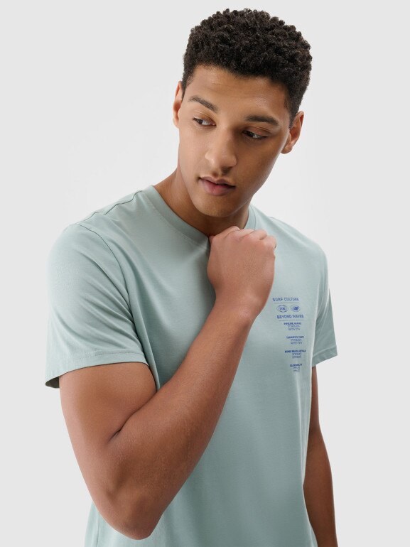 Męski t-shirt z nadrukiem 4F 4FRSS24TTSHM2536 - zielona