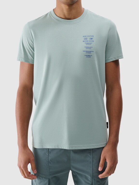 Męski t-shirt z nadrukiem 4F 4FRSS24TTSHM2536 - zielona