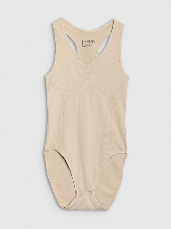 Damskie body treningowe 4F 4FRSS25TFBOF004 - beżowe