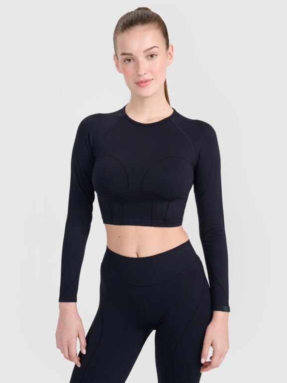 Damski longsleeve treningowy 4F 4FRSS25TFLOF486 - czarny