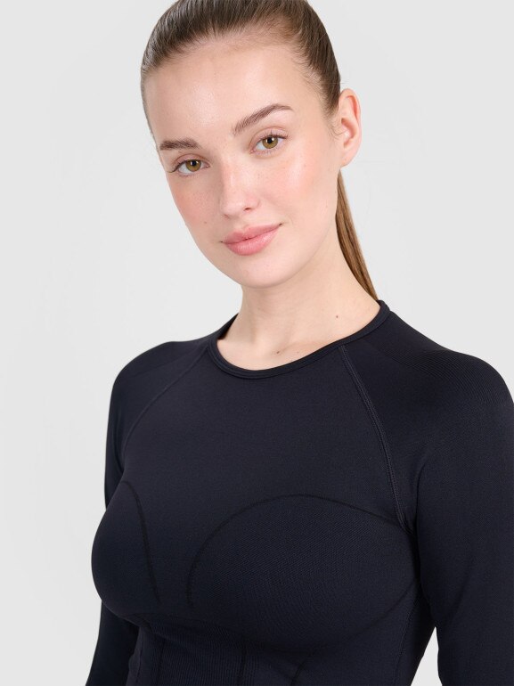 Damski longsleeve treningowy 4F 4FRSS25TFLOF486 - czarny