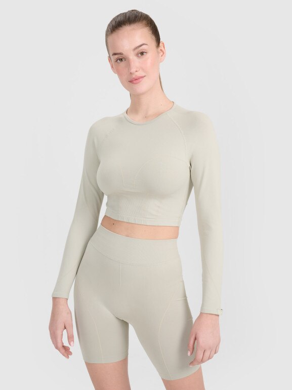 Damski longsleeve treningowy 4F 4FRSS25TFLOF486 - zielony