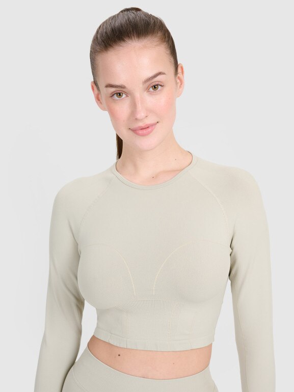 Damski longsleeve treningowy 4F 4FRSS25TFLOF486 - zielony